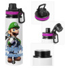 Metallic water bottle with safety lid, 850ml aluminum