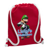 Τσάντα πλάτης πουγκί GYMBAG Κόκκινη, με τσέπη (40x48cm) & χονδρά κορδόνια