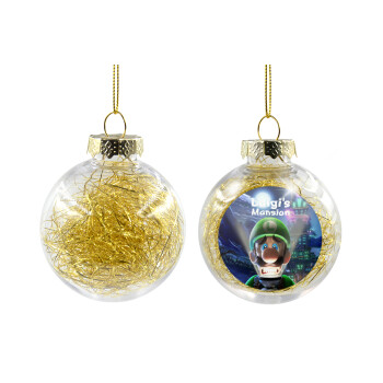 Luigi's Mansion, Χριστουγεννιάτικη μπάλα δένδρου διάφανη με χρυσό γέμισμα 8cm