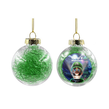 Luigi's Mansion, Χριστουγεννιάτικη μπάλα δένδρου διάφανη με πράσινο γέμισμα 8cm