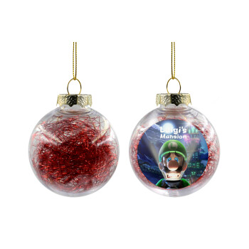 Luigi's Mansion, Transparent Christmas tree ball ornament with red filling 8cm