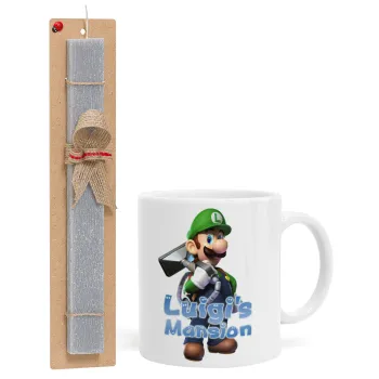 Luigi's Mansion, Easter Set, Ceramic Cup (330ml) & Easter aromatic flat candle (30cm) (GRAY)
