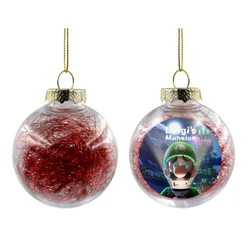 Luigi's Mansion, Transparent Christmas tree ball ornament with red filling 8cm