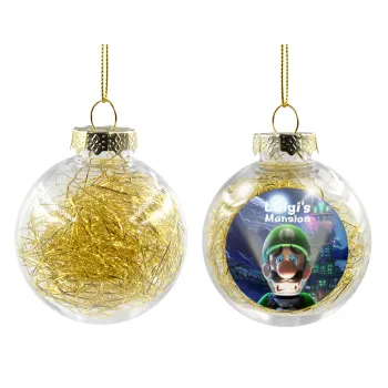 Luigi's Mansion, Transparent Christmas tree ball ornament with gold filling 8cm