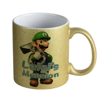 Luigi's Mansion, Κούπα Χρυσή Glitter που γυαλίζει, κεραμική, 330ml
