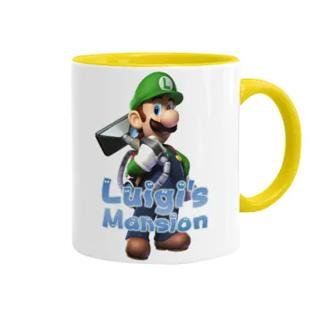 Luigi's Mansion, Κούπα χρωματιστή κίτρινη, κεραμική, 330ml