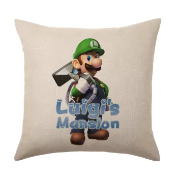 Luigi's Mansion, Μαξιλάρι καναπέ ΛΙΝΟ 40x40cm περιέχεται το  γέμισμα