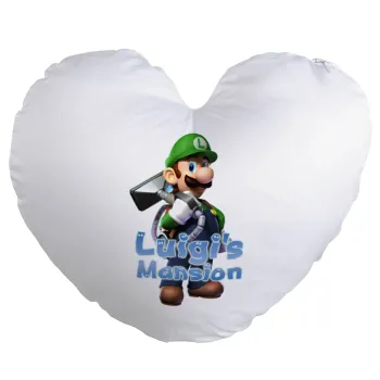 Luigi's Mansion, Μαξιλάρι καναπέ καρδιά 40x40cm περιέχεται το  γέμισμα