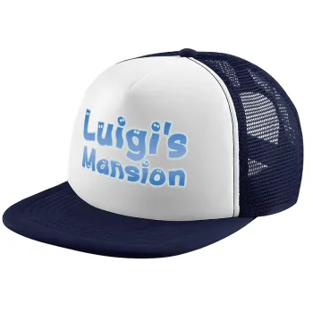 Luigi's Mansion, Adult Soft Trucker Hat with Dark Blue/White Mesh (POLYESTER, ADULT, UNISEX, ONE SIZE)