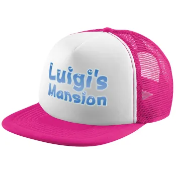 Luigi's Mansion, Child's Soft Trucker Hat with Pink/White Mesh (POLYESTER, CHILD, ONE SIZE)