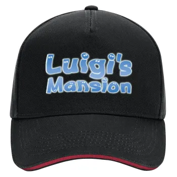 Luigi's Mansion, DRILL Adult Ultimate Hat BLACK/RED, (100% COTTON, ADULT, UNISEX, ONE SIZE)