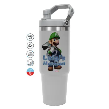 Luigi's Mansion, ΓΚΡΙ χρώματος Θερμός Ανοξείδωτο 890ml (30oz) με χερούλι