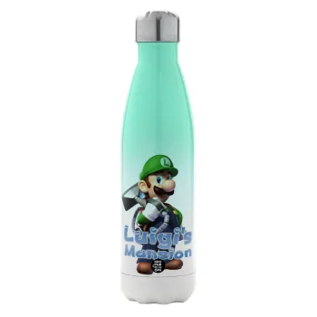 Luigi's Mansion, Μεταλλικό παγούρι θερμός Πράσινο/Λευκό (Stainless steel), διπλού τοιχώματος, 500ml