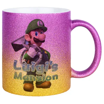 Luigi's Mansion, Κούπα Χρυσή/Ροζ Glitter, κεραμική, 330ml