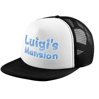 Luigi's Mansion, Καπέλο παιδικό Soft Trucker με Δίχτυ ΜΑΥΡΟ/ΛΕΥΚΟ (POLYESTER, ΠΑΙΔΙΚΟ, ONE SIZE)