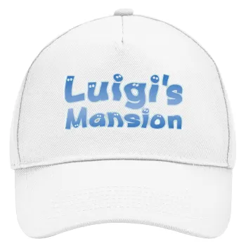 Luigi's Mansion, Adult Baseball Cap, Drill, White (100% COTTON, ADULT, UNISEX, ONE SIZE)
