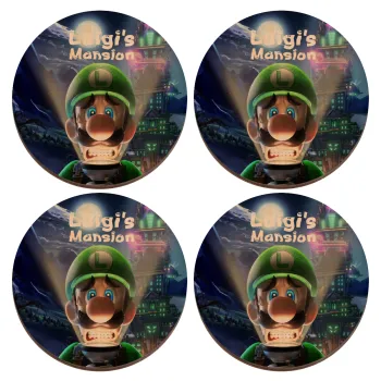 Luigi's Mansion, ΣΕΤ x4 Σουβέρ ξύλινα στρογγυλά plywood (9cm)