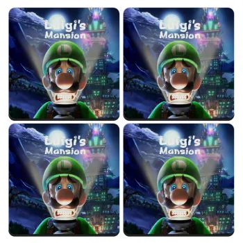 Luigi's Mansion, ΣΕΤ 4 Σουβέρ ξύλινα τετράγωνα (9cm)