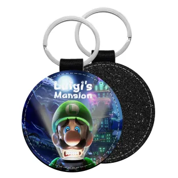 Luigi's Mansion, Μπρελόκ Δερματίνη, στρογγυλό ΜΑΥΡΟ (5cm)