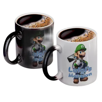 Luigi's Mansion, Color changing magic Mug, ceramic, 330ml when adding hot liquid inside, the black colour desappears (1 pcs)