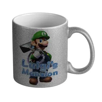 Luigi's Mansion, Κούπα Ασημένια Glitter που γυαλίζει, κεραμική, 330ml