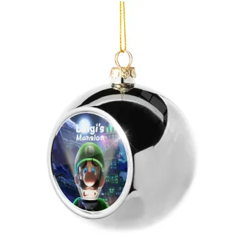 Luigi's Mansion, Silver 8cm Christmas tree ball ornament