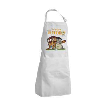 Totoro and Cat, Adult Chef Apron (with sliders and 2 pockets)
