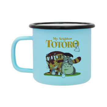 Totoro and Cat, Κούπα Μεταλλική εμαγιέ ΜΑΤ σιέλ 360ml