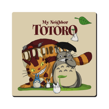 Totoro and Cat, Τετράγωνο μαγνητάκι ξύλινο 6x6cm