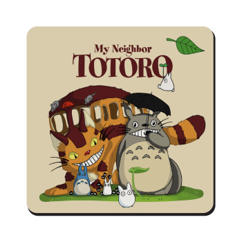 Totoro and Cat, Τετράγωνο μαγνητάκι ξύλινο 9x9cm