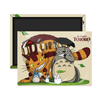Totoro and Cat, Ορθογώνιο μαγνητάκι ψυγείου διάστασης 9x6cm