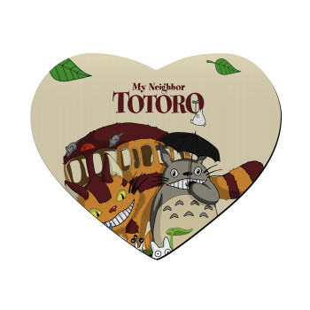 Totoro and Cat, Mousepad heart 23x20cm
