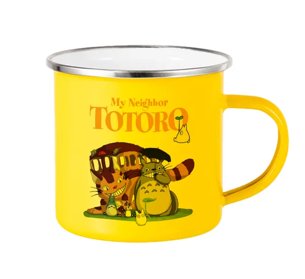 Totoro and Cat — Yellow Enamel Metallic Cup 360ml