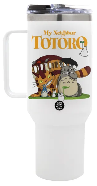 Totoro and Cat — Mega Tumbler με καπάκι, διπλού τοιχώματος (θερμό) 1,2L