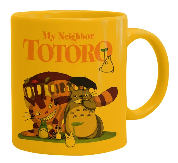 Totoro and Cat — Κούπα, κεραμική κίτρινη, 330ml