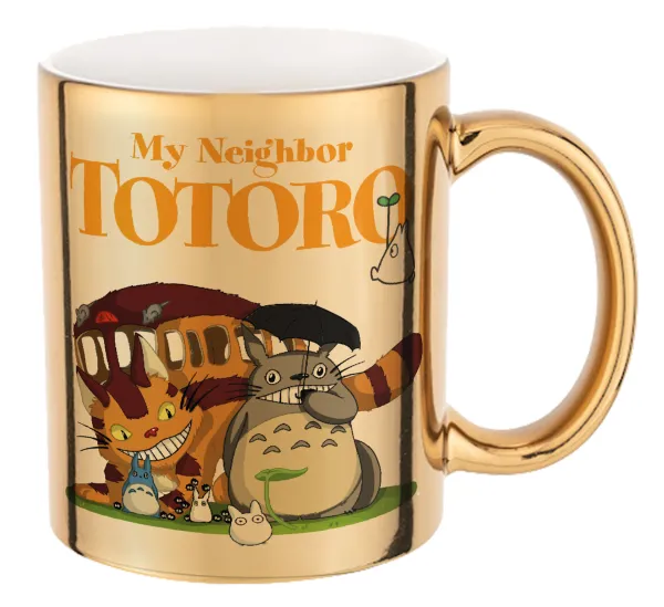 Totoro and Cat — Mug ceramic, gold mirror, 330ml