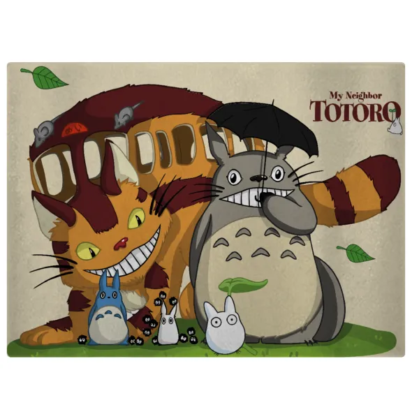 Totoro and Cat — Επιφάνεια κοπής γυάλινη (38x28cm)