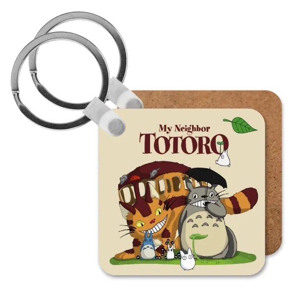 Totoro and Cat — Ξύλινο τετράγωνο