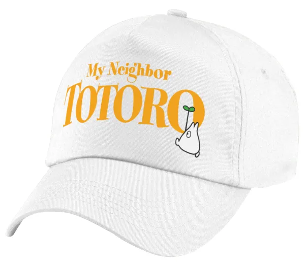 Totoro and Cat — Πεντάφυλλο καπέλο Λευκό, 100% Βαμβακερό (Twill), με ρύθμιση, unisex