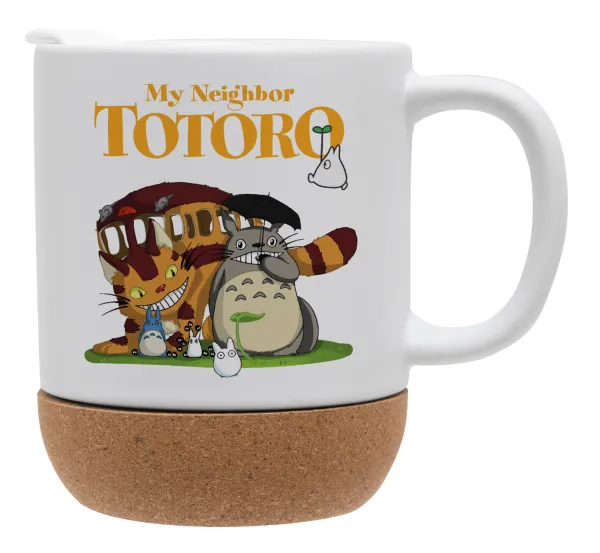 Totoro and Cat — Κούπα, κεραμική με βάση φελού και καπάκι (ΜΑΤ), 330ml