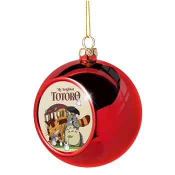 Totoro and Cat, Christmas tree ball Red 8cm