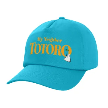 Totoro and Cat, Children's Baseball Cap, 100% Cotton Twill, Blue (COTTON, CHILDREN, UNISEX, ONE SIZE)