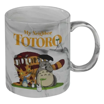 Totoro and Cat, Κούπα κεραμική, marble style (μάρμαρο), 330ml