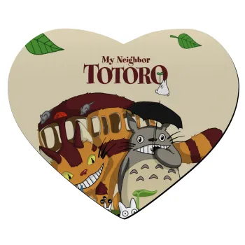 Totoro and Cat, Mousepad heart 23x20cm