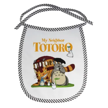 Totoro and Cat, Σαλιάρα μωρού αλέκιαστη με κορδόνι Μαύρη