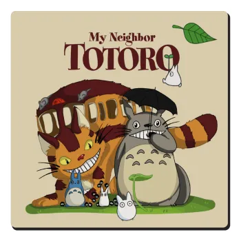 Totoro and Cat, Τετράγωνο μαγνητάκι ξύλινο 6x6cm