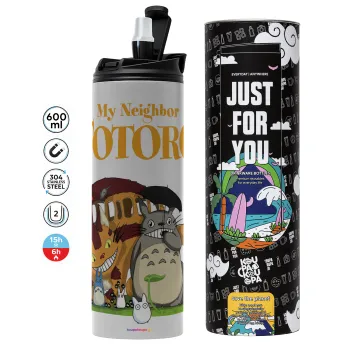 Totoro and Cat, Tumbler stainless steel GREY 600ml