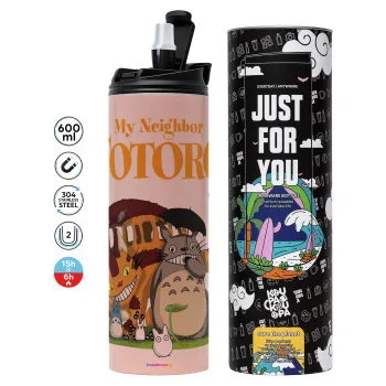 Totoro and Cat, Tumbler stainless steel PINK 600ml