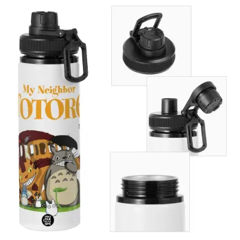 Totoro and Cat, Μεταλλικό παγούρι νερού με καπάκι ασφαλείας, αλουμινίου 850ml