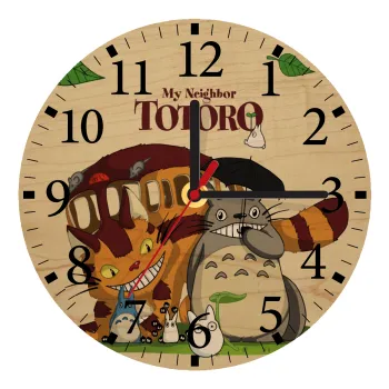 Totoro and Cat, Ρολόι τοίχου ξύλινο plywood (20cm)